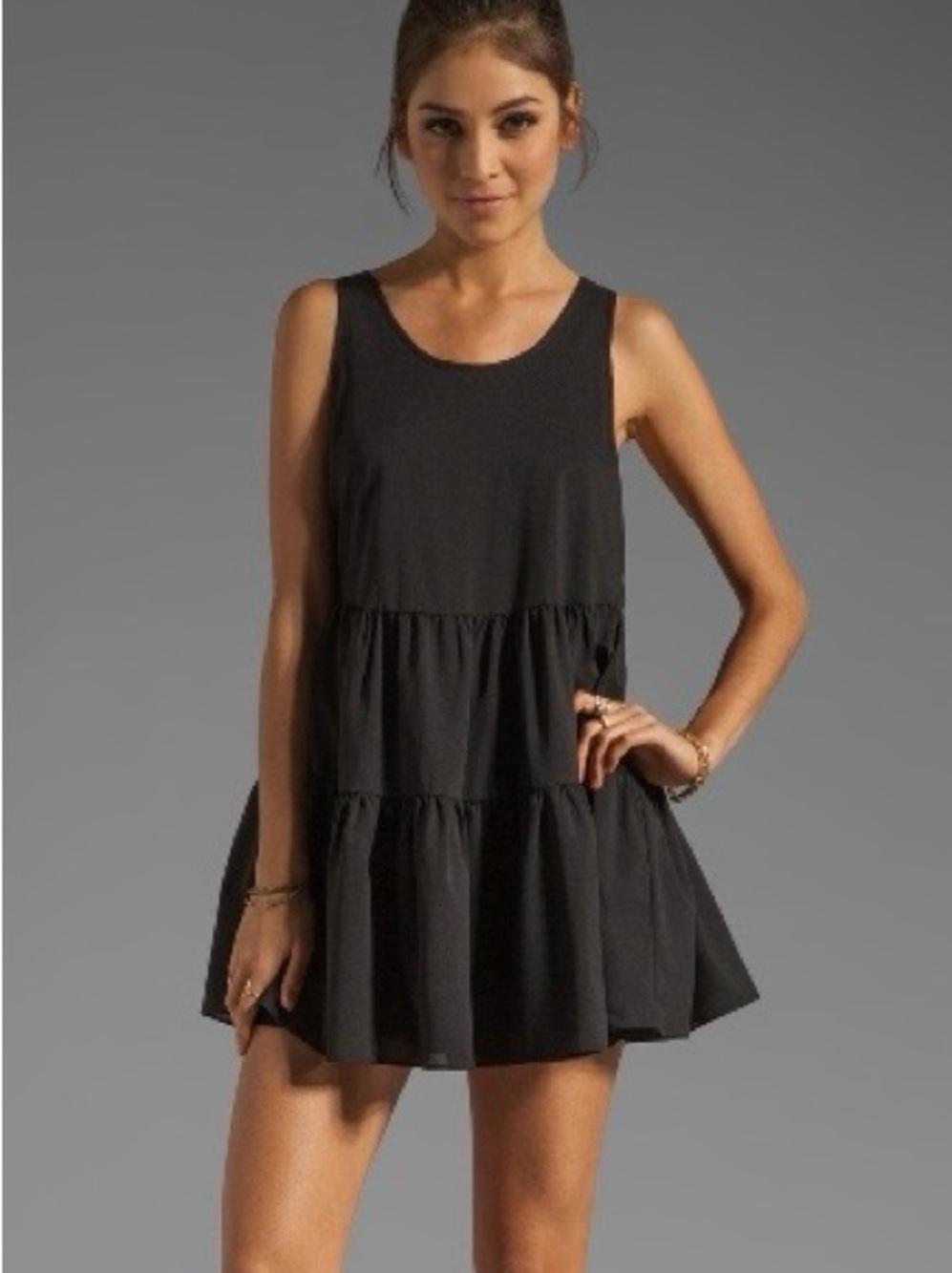Lovers + Friends Angel Dress in Black - Tiered Mini Dress - Size Small